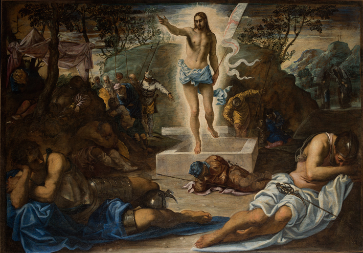 Venezia, Museo Nazionale Gallerie dell'Accademia. Jacopo Tintoretto e aiuti di Bottega, La Risurrezione, tela, cm 159 x 232, cat. 215.